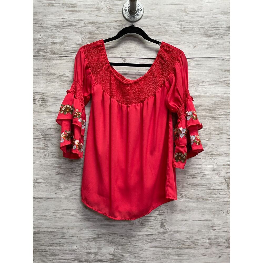 VaVa By Joy Han Off The Shoulder Embroidered Bell Sleeve Blouse Womes Small